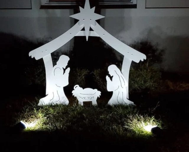 Outdoor2025 Edition Nativity Kit Four Piece Silhouette Holy Family Display Sturdy Christmas Yard Decor