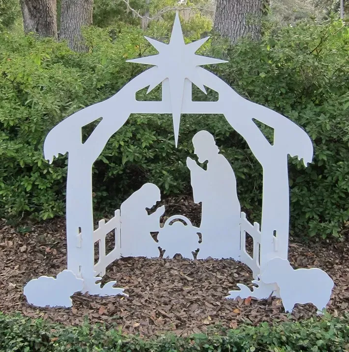 Outdoor2025 Edition Nativity Kit Four Piece Silhouette Holy Family Display Sturdy Christmas Yard Decor