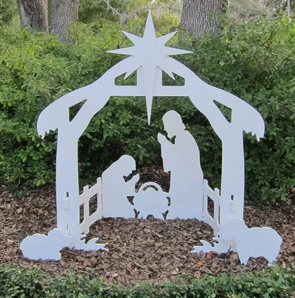 Outdoor2025 Edition Nativity Kit Four Piece Silhouette Holy Family Display Sturdy Christmas Yard Decor