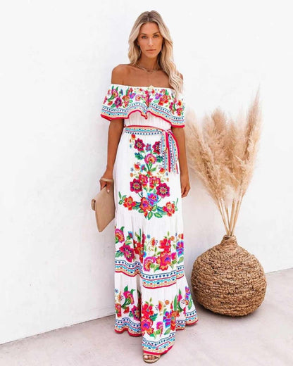 Maxi Boho Beach Dress for Women with Unique Print and Fluid Silhouette, Lightweight Fabric for Summer Outings and Events-1