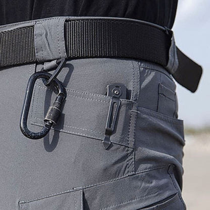 Men's Black Cargo Shorts with 7 Pockets, Lightweight Water-Repellent Fabric for Outdoor Adventures-4