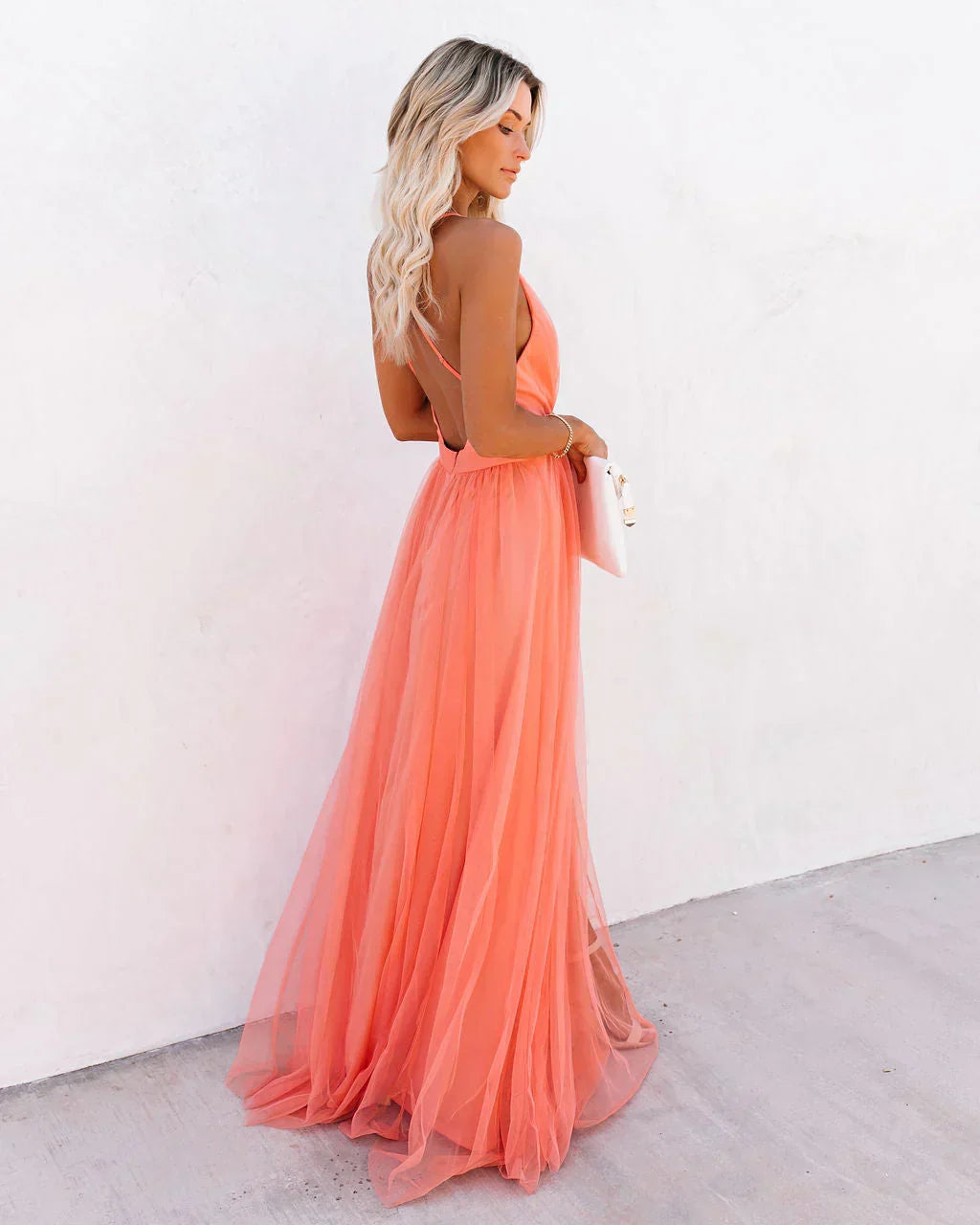 Elegant Orange Summer Dress with Adjustable Straps, Lightweight Polyester, Women's Cocktail and Wedding Guest Dress-4