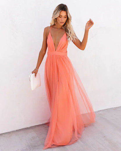 Elegant Orange Summer Dress with Adjustable Straps, Lightweight Polyester, Women's Cocktail and Wedding Guest Dress-6