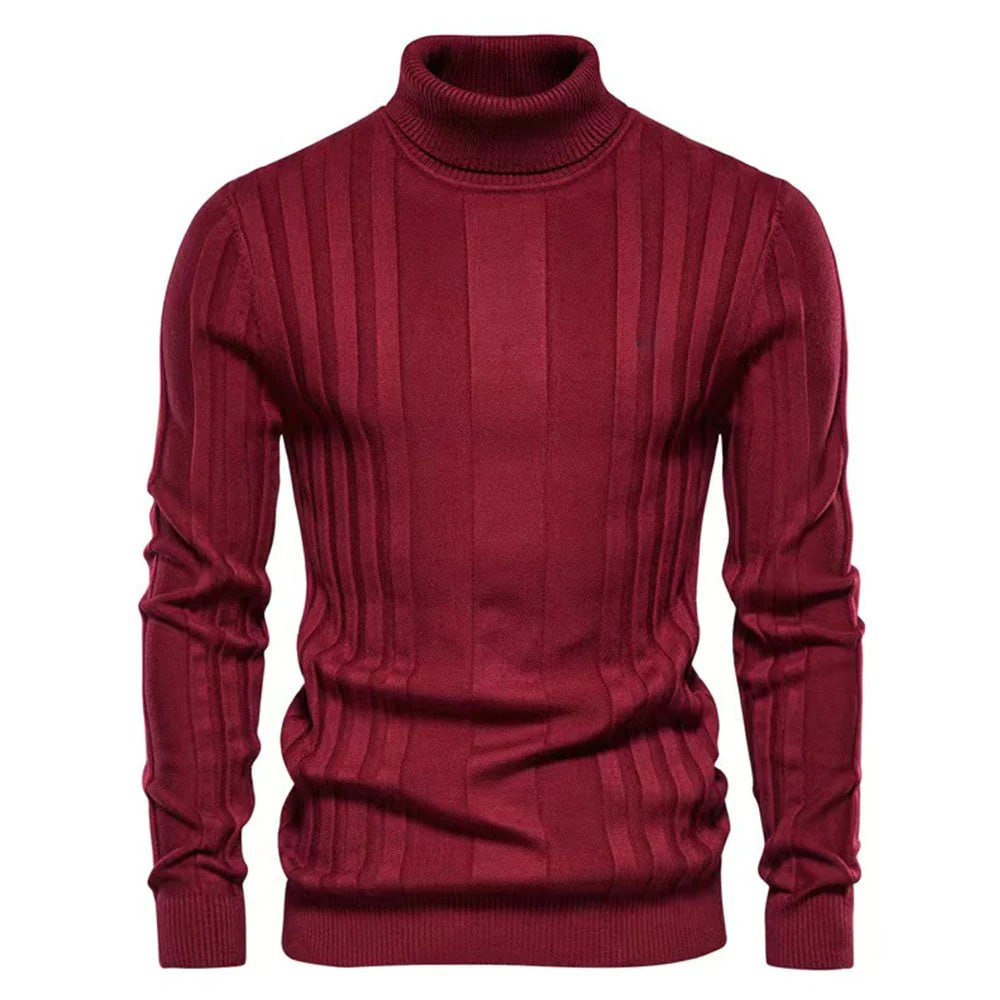 Men’s Fitted Turtleneck Sweater - Slim Knit For Winter