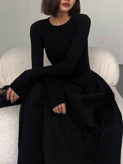 Variant image for Long Sleeve Women's Dress with Pockets, Elegant Knee-Length Formal Dress for Work and Casual Events-5
