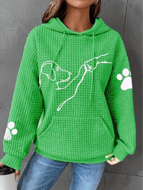 Womens Warm Hoodie - Relaxed Oversized Waffle Knit Casual