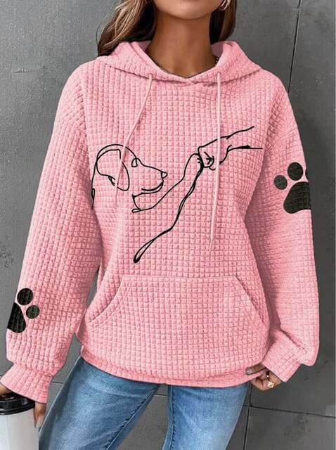 Womens Warm Hoodie - Relaxed Oversized Waffle Knit Casual