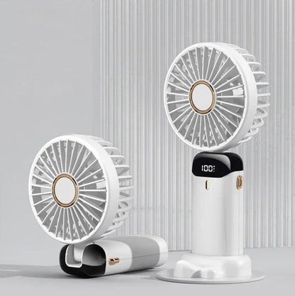 Hand-Held Mini Fan 3000mAh Travel-Friendly USB Battery-Powered Desk Fan 5 Speed Neck Hanging Outdoor Display Screen