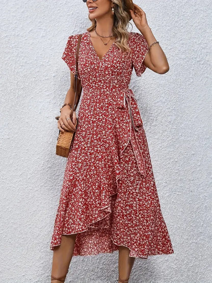 Variant image for Elegant Womens Dress with Flutter Sleeves and Wrap Detail - Perfect for Wedding Guests and Summer Events-6