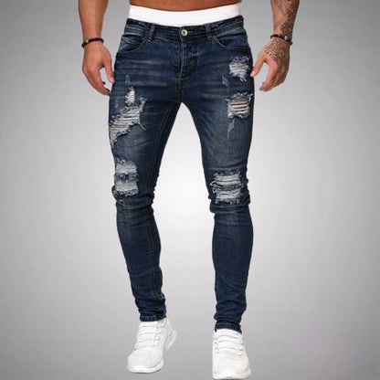 Slim-Fit Ripped Men's Jeans in High-Quality Cotton Blend for Casual and Trendy Everyday Wear-4