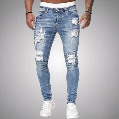 Variant image for Slim-Fit Ripped Men's Jeans in High-Quality Cotton Blend for Casual and Trendy Everyday Wear-7