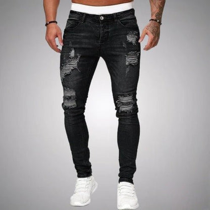 Variant image for Slim-Fit Ripped Men's Jeans in High-Quality Cotton Blend for Casual and Trendy Everyday Wear-1