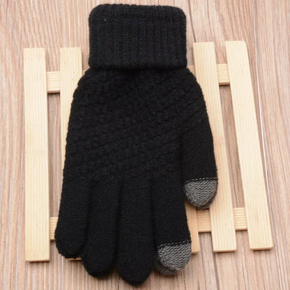 Womens Stretchy Knit Gloves - Stretch-Fitted, Wool Blend