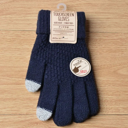 Womens Stretchy Knit Gloves - Stretch-Fitted, Wool Blend