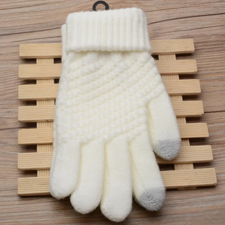 Womens Stretchy Knit Gloves - Stretch-Fitted, Wool Blend