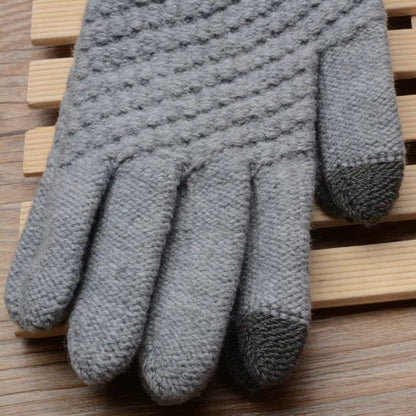 Womens Stretchy Knit Gloves - Stretch-Fitted, Wool Blend