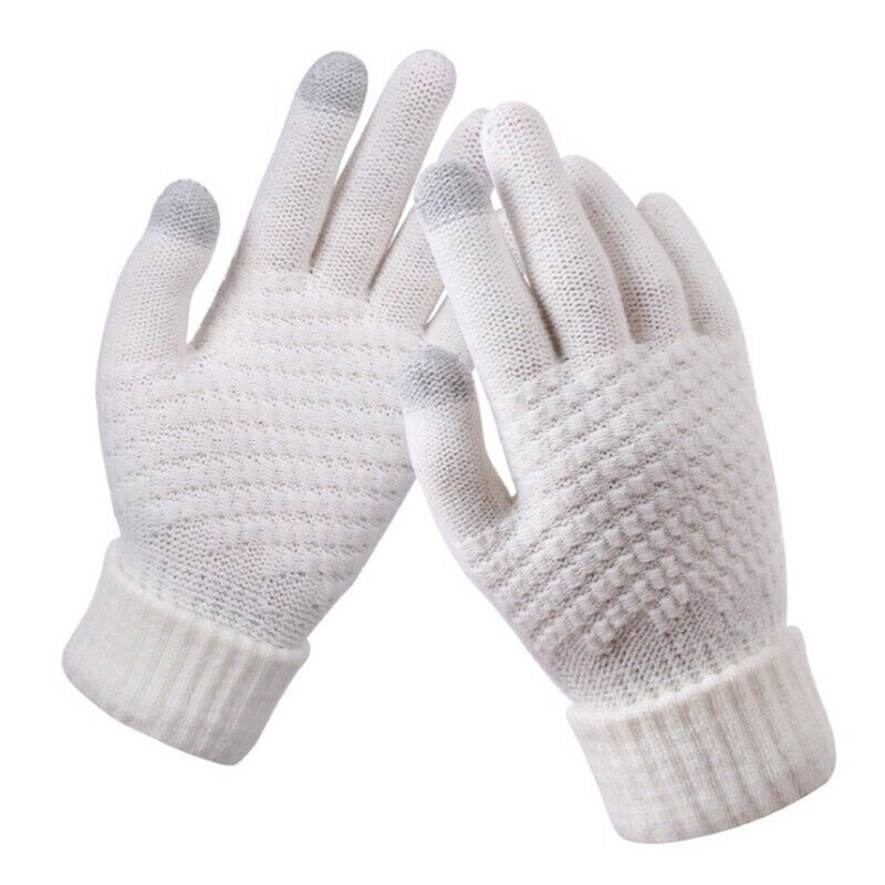 Womens Stretchy Knit Gloves - Stretch-Fitted, Wool Blend