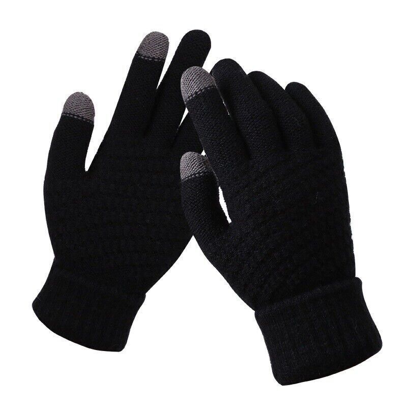 Womens Stretchy Knit Gloves - Stretch-Fitted, Wool Blend