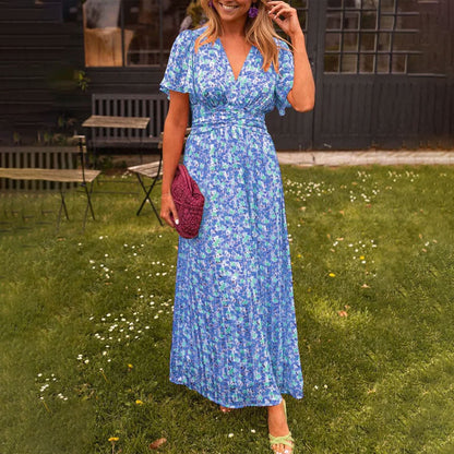 Lightweight Women's Summer Dress with V-Neck Design, Breathable Fabric, Airy Fit, Available in Multiple Colors-1