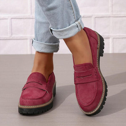 Thick Platform Moccasins for Women with 4.5 cm Padded Sole, Slip-On Design, Comfortable and Supportive Moccasin Slippers-4