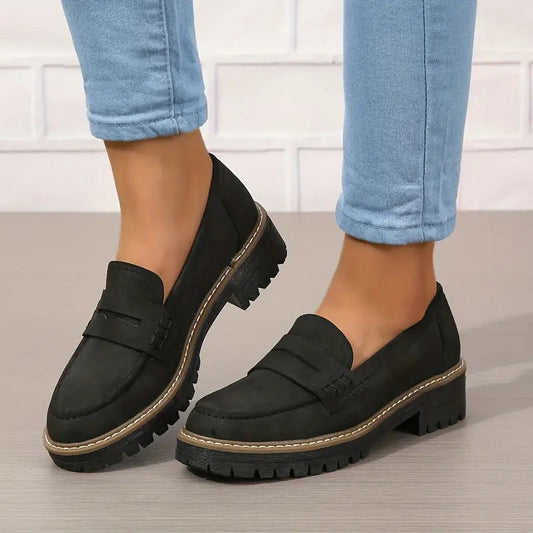 Thick Platform Moccasins for Women with 4.5 cm Padded Sole, Slip-On Design, Comfortable and Supportive Moccasin Slippers-1