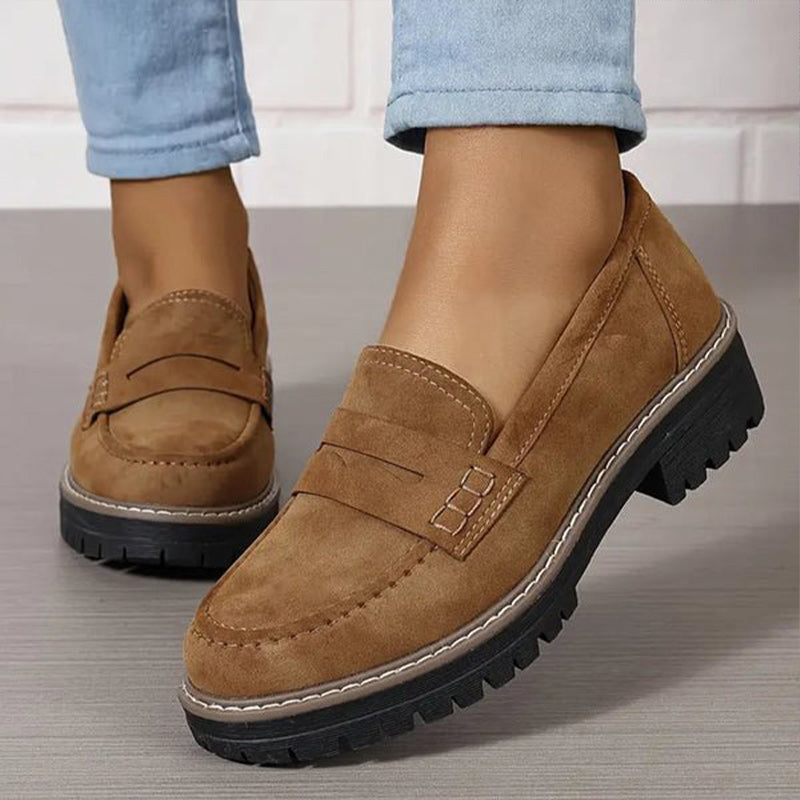 Variant image for Thick Platform Moccasins for Women with 4.5 cm Padded Sole, Slip-On Design, Comfortable and Supportive Moccasin Slippers-41