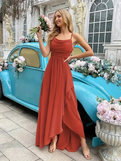 Elegant Women's Long Chiffon Dress, Fit and Flare Design, Versatile Summer and Wedding Guest Dresses-2