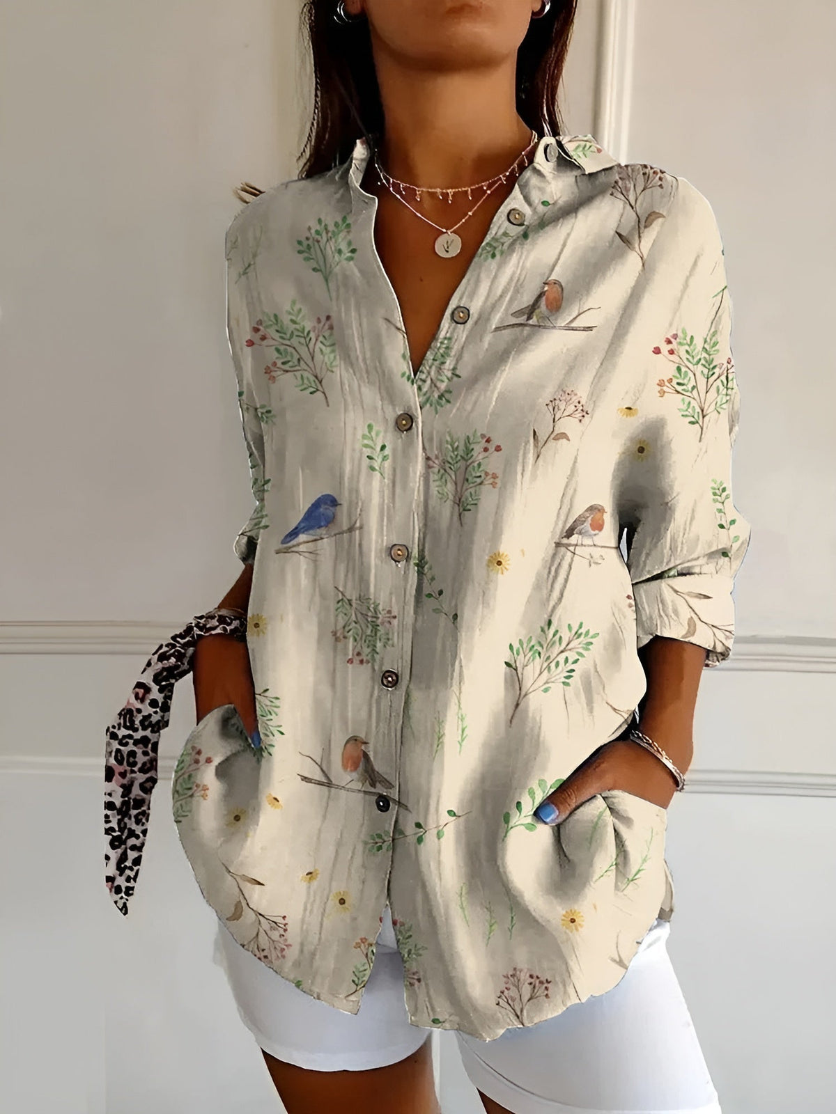 Variant image for Floral Breeze Women's Blouse - Lightweight, Breathable Plus Size Tops in S-5XL for Casual or Professional Style-25