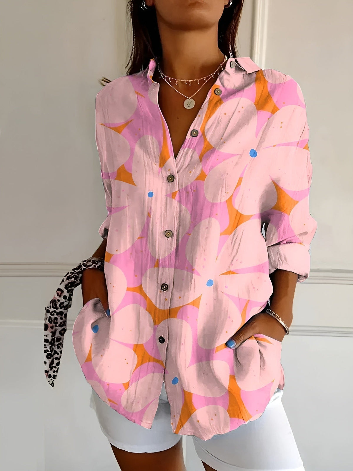 Floral Breeze Women's Blouse - Lightweight, Breathable Plus Size Tops in S-5XL for Casual or Professional Style-2