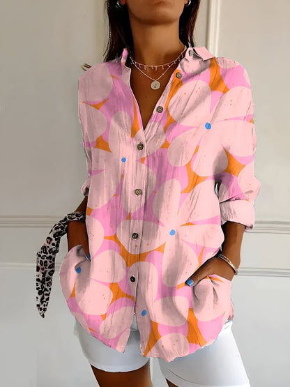 Floral Breeze Women's Blouse - Lightweight, Breathable Plus Size Tops in S-5XL for Casual or Professional Style-2