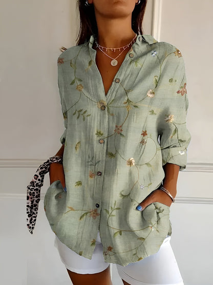 Variant image for Floral Breeze Women's Blouse - Lightweight, Breathable Plus Size Tops in S-5XL for Casual or Professional Style-9
