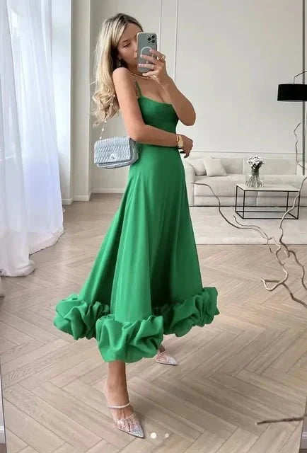 Elegant Floral Maxi Dress with Ruffles, Sleeveless A-Line Long Dress for Women, Summer Party Style-4