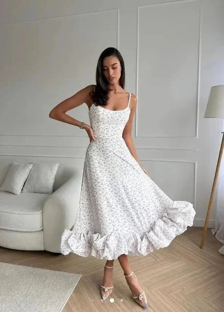 Variant image for Elegant Floral Maxi Dress with Ruffles, Sleeveless A-Line Long Dress for Women, Summer Party Style-5