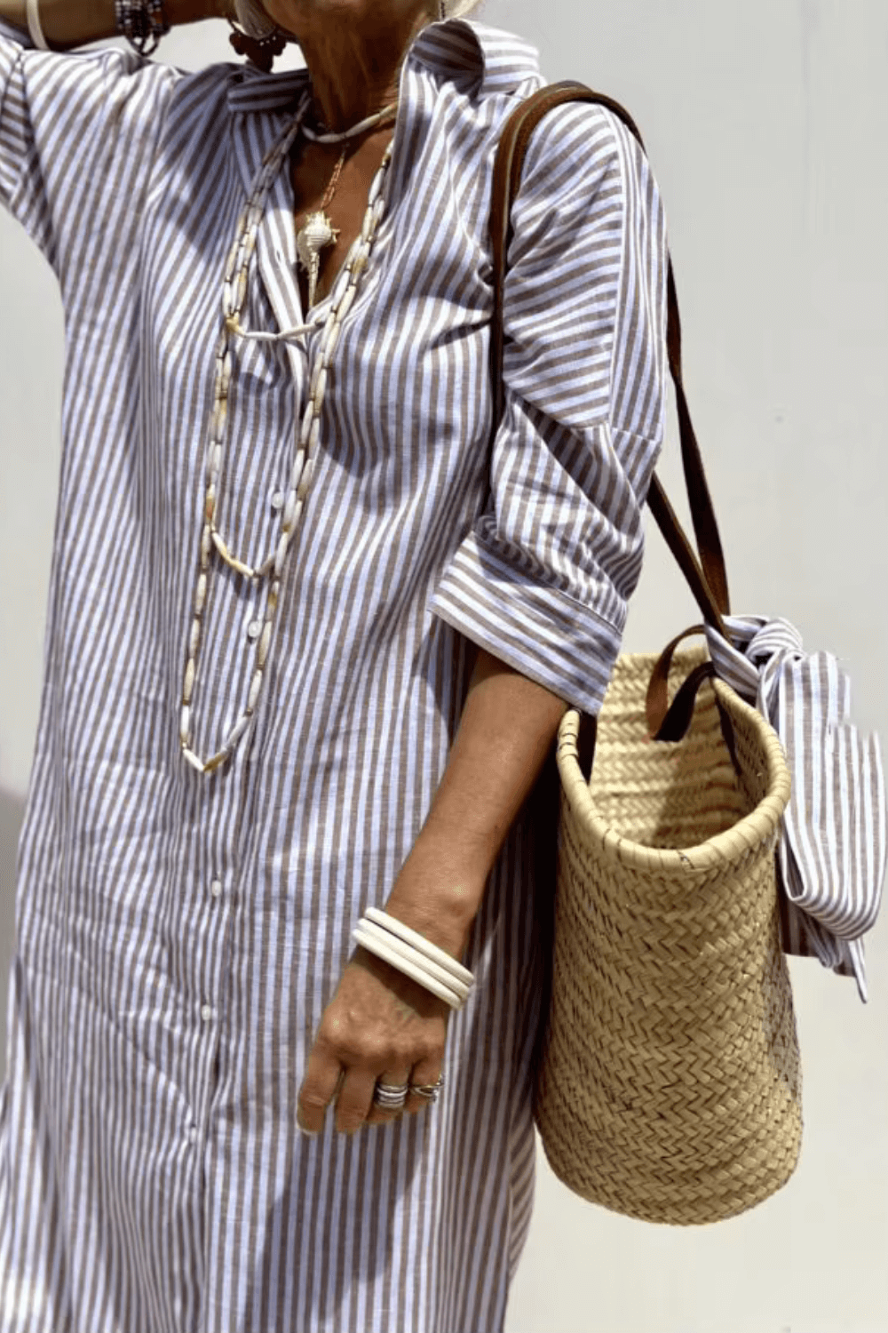 Elegant Women's Blouse Dress in Lightweight Breathable Fabric, Versatile Styling with Classic Button Strip, Available in Pink and Beige-2