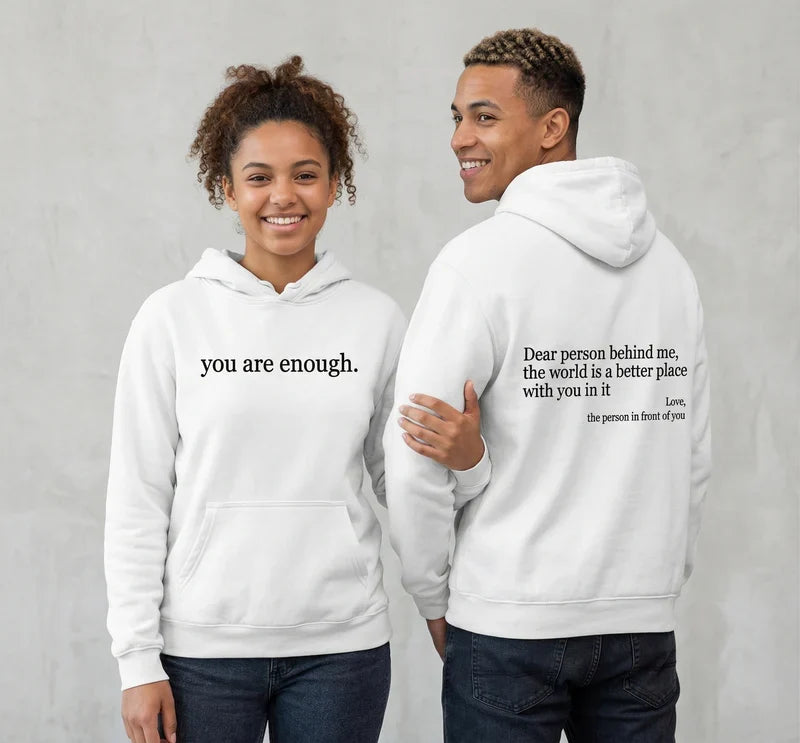 Unisex Warm Hoodie - Graphic Front-Pocket Hoodie With Back Print, Fleece-Lined, Casual Wear