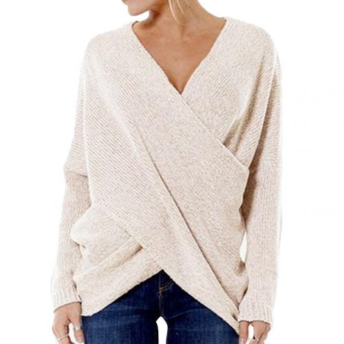 Plush Flattering Womens Wrap Sweater - Crossover Knit Casual