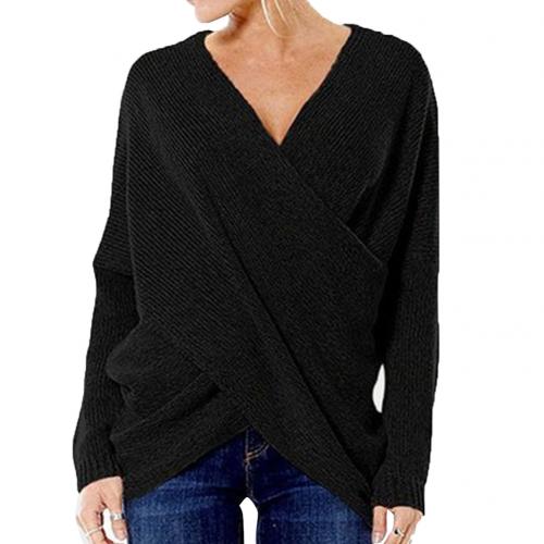Plush Flattering Womens Wrap Sweater - Crossover Knit Casual